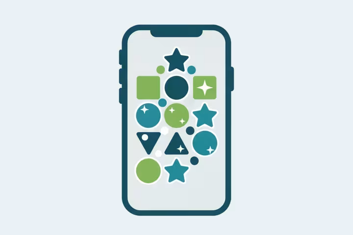 Tile matching puzzle shapes on a phone screen