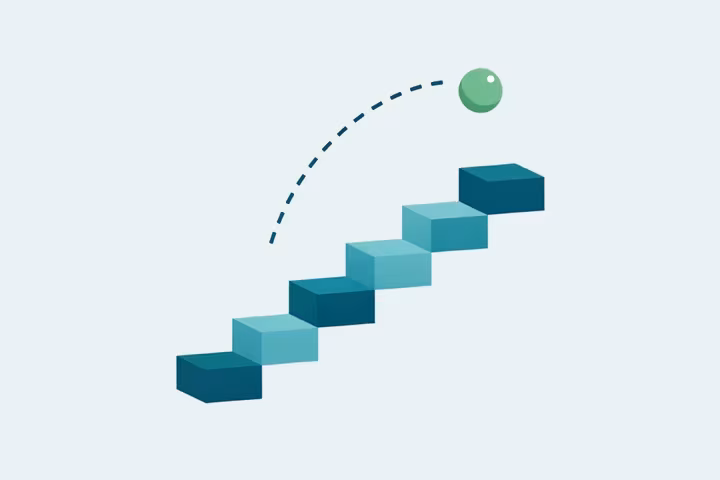 Ball bouncing along ascending blocks